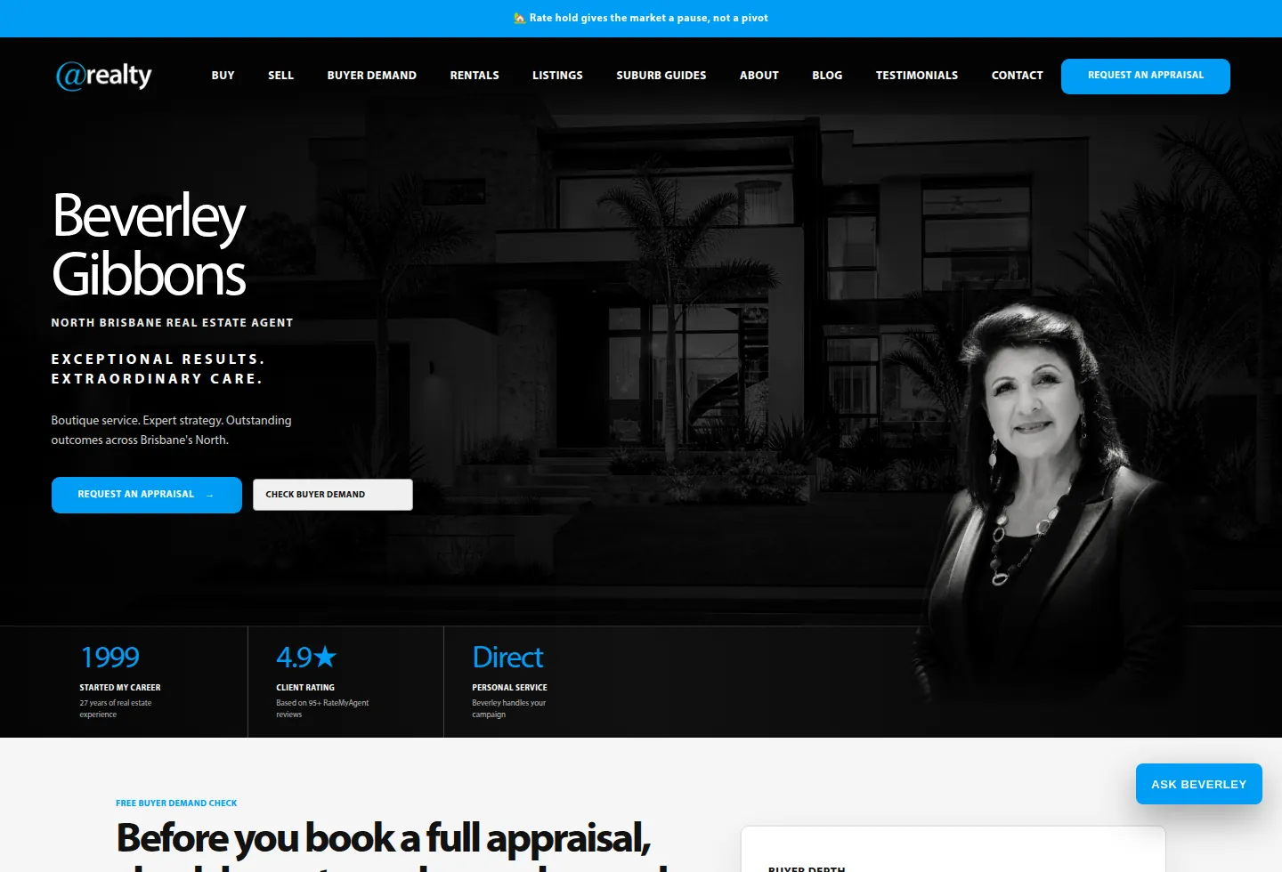 Live Beverley Gibbons real estate agent website homepage